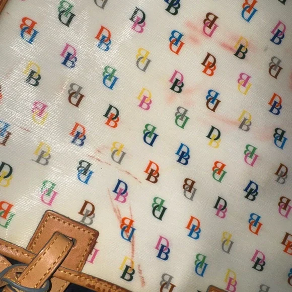 Dooney & Bourke Cream Multicolor Logo Tote - Picture 5 of 6